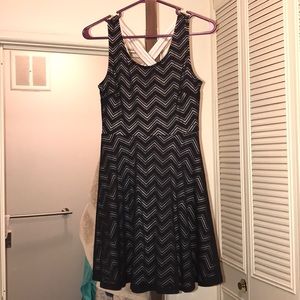 Black and nude zig zag dress